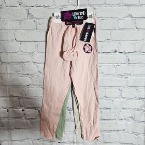 NWT Girls Leggings 3 Pack Set Size 5 Limited Too Light Pink Green Beige